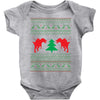 ugly sweater dinosour Baby Bodysuit