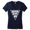 never give up Women's V-Neck T-Shirt