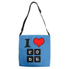 i love code Adjustable Strap Totes