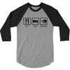 eat sleep snowboard mens black snowboarding t shirt wow 3/4 Sleeve Shirt