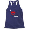 i love heart bass guitar music Racerback Tank