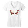 badassy with roses Women's V-Neck T-Shirt