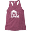 vinyl junkie white logo Racerback Tank