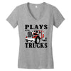 plays with trucks family matching Women's V-Neck T-Shirt