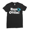 Bun in the Oven with Heart Baby Boy Ladies Fitted T-Shirt
