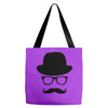 hat wayfarer glasses funny moustache hipster funny geek light tee shir Tote Bags