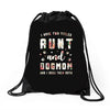 i have two titles aunt and dogmom and i rock them both with roses Drawstring Bags