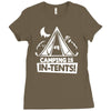 white ink camping is in tents funny Ladies Fitted T-Shirt