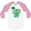 christmas head elf 3/4 Sleeve Shirt