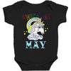 unicorns are born in may cute unicorn Baby Bodysuit