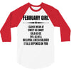 Super February Girl 3/4 Sleeve Shirt