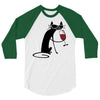 cat and wine 3/4 Sleeve Shirt
