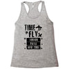 TIME TO FLY TO LONDON PARIS NEW YORK Racerback Tank