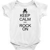 keep calm and rock on mens black t shirt rock music new Baby Onesie