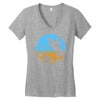 beach surfer silhouette birds sand waves palm Women's V-Neck T-Shirt