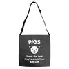 pigs thank the lord they're made from bacon Adjustable Strap Totes