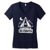 white ink camping is in tents funny Women's V-Neck T-Shirt