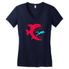 monster fish eats diver Women's V-Neck T-Shirt