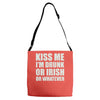 kiss me i'm drunk or irish Adjustable Strap Totes