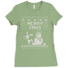 christmas funny dog &amp; snowman Ladies Fitted T-Shirt