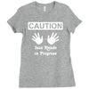 caution! jazz handsfunny jazz dance comic boogie camp trumpet Ladies Fitted T-Shirt