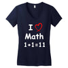 kids boys childrens i love math 1+1=11 funny Women's V-Neck T-Shirt