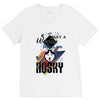 who loves husky V-Neck Tee