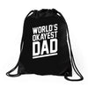 world's okayest dad funny Drawstring Bags