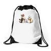 the owl and the weasel Drawstring Bags
