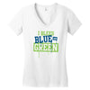 i bleed blue and green Women's V-Neck T-Shirt