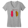 what up dog ketchup hot dog Women's V-Neck T-Shirt