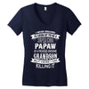 Super Cool Papaw Of A Freaking Awesome Grandson Women's V-Neck T-Shirt