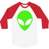 uomo alieno ufo stampa verde fluo divertente mitiche 3/4 Sleeve Shirt