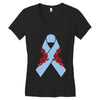 stomach cancer ribbon and rose Women's V-Neck T-Shirt