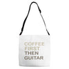coffee then guitar Adjustable Strap Totes