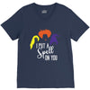 spell on you white letter V-Neck Tee