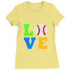 love baseball neon rhinestuds Ladies Fitted T-Shirt