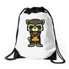 angry raccoon Drawstring Bags