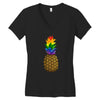 rainbow pineaplle Women's V-Neck T-Shirt
