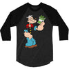popeye spinach retro mens funny 3/4 Sleeve Shirt