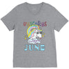 unicorns are born in june cute unicorn V-Neck Tee