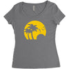 beach silhouette birds sand sunset Women's Triblend Scoop T-shirt