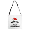 this girl loves christmas Adjustable Strap Totes