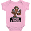 groot grow strong galaxy gym fitness mashup Baby Onesie