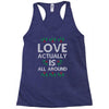 Love Actually Is All Around Ugly Christmas for dark Racerback Tank
