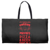horror movies, pizza and beer Weekender Totes