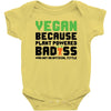 Vegan Because Plant Powered Badass Baby Onesie
