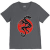 sun dragon with pearl   black red white V-Neck Tee