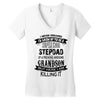 Super Cool Stepdad Of A Freaking Awesome Grandson Women's V-Neck T-Shirt