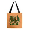 real men love cats, funny quote Tote Bags